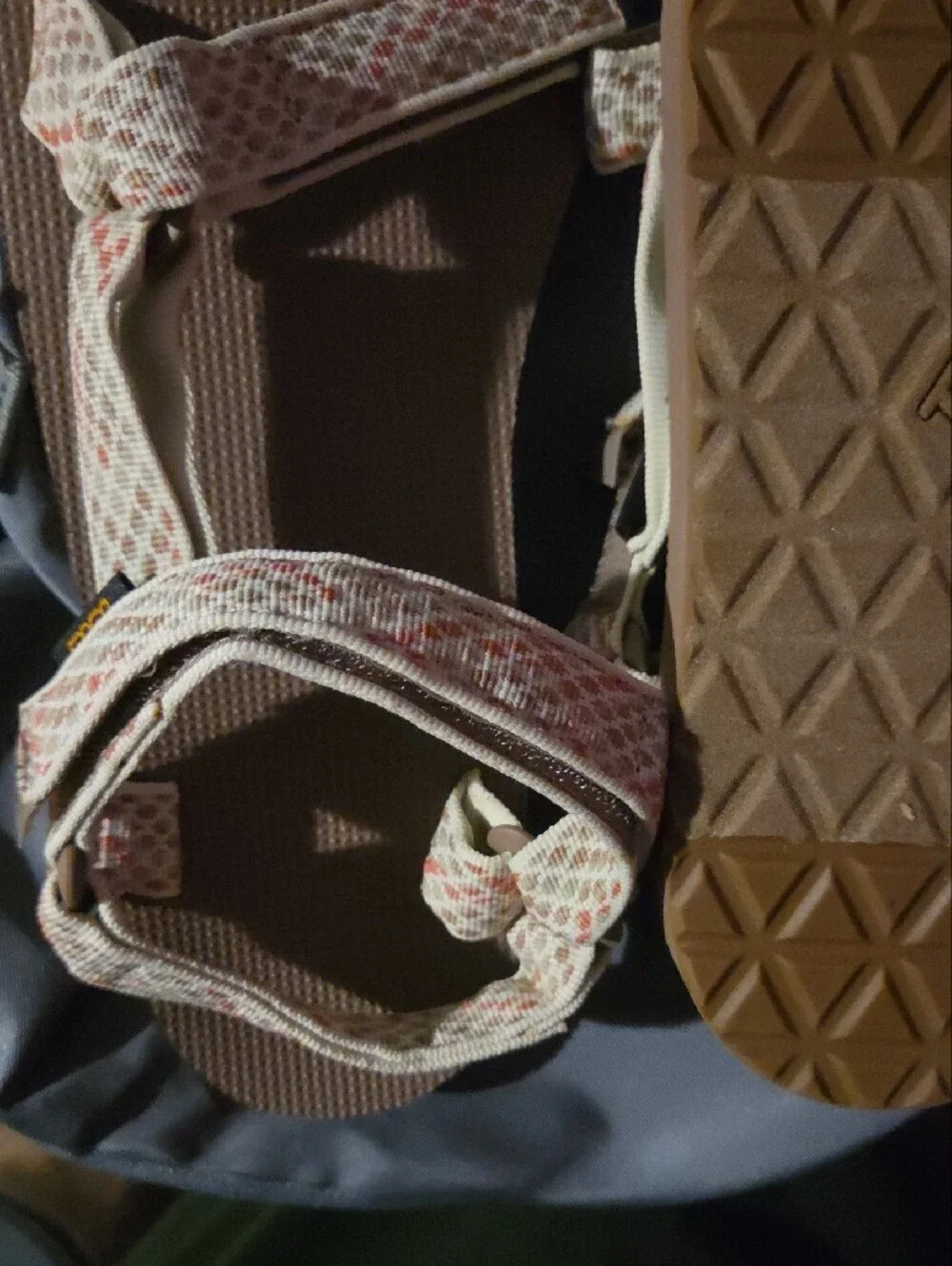 Teva Women's Beige and Brown Patterned Strap Sandals Size 12W